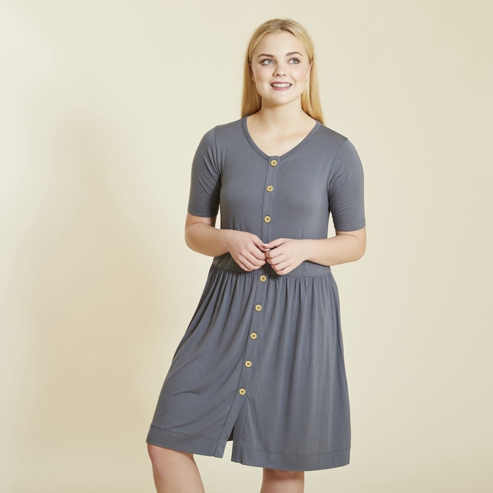 Kate Quinn - The Woods | Women’s Button Dress | Beechwood Modal (Iron Blue) XS